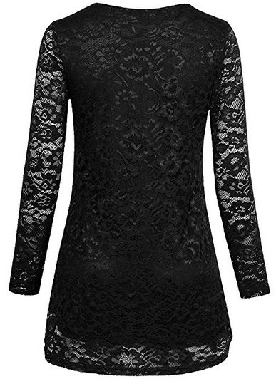  Long Sleeve Lace Tunic Tops