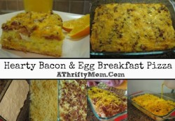 Hearty bacon and egg breakfast pizza