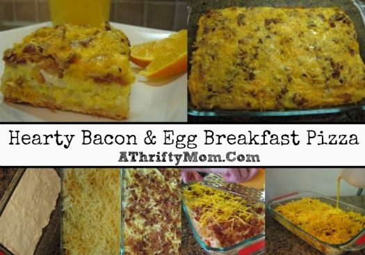 Hearty bacon and egg breakfast pizza