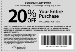 Michael's: 20% Off Entire Purchase 8/30-9/2 -  michaels-coupon-2/