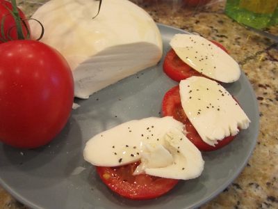 DIY - Mozzarella cheese, Tomato, Olive Oil, Salt and Pepper, Basil 