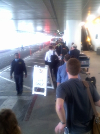 Line for Taxi's at LAX. must of been 75 people waiting - Need a job? Move to LA and drive taxis