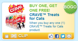 B1G1 Crave cat treats coupon