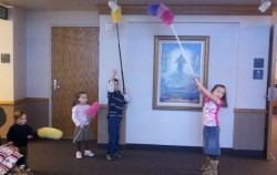 kids cleaning the church