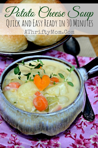 Potato and Cheese Soup, Recipe for Potato Cheese Soup, Valentines Day Recipe Idea,Quick and easy ready in 30 minutes