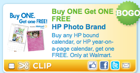 HP Calendar Buy one get one FREE coupon Walmart