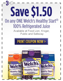 save $1.50 on any one welch's healthy start juice