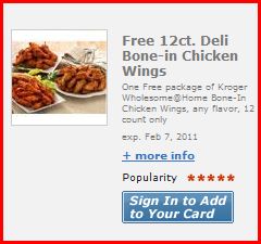 freechicken Free 12ct. Deli Bone in Chicken Wings at Kroger, Dillons Ralphs And Affiliate Stores