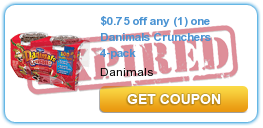 $0.75 off any (1) one Danimals Crunchers 4-pack
