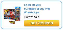 $5.00 off with purchase of any Hot Wheels toys