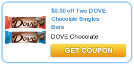 $0.50 off Two DOVE Chocolate Singles Bars