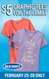 oldnavytees Old Navy: Graphic Tees $5   Feb 25 28