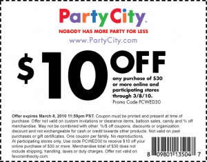 pcwed30 pc coupon 300x235 Party City: High Value $10 Off $30 Printable Coupon