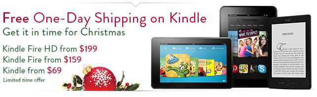 kindle shipped in time for Christmas
