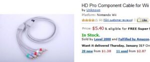 HD Component Cable for Wii