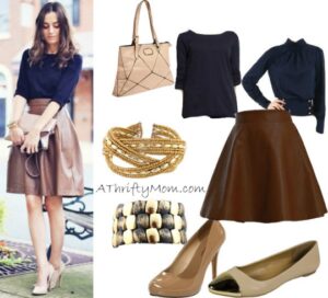 Copy Cat Leather Skirt Blue Top Fashion Style Board