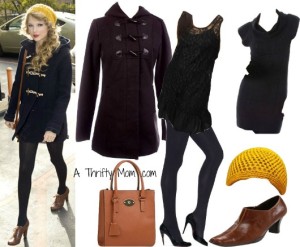 Taylor Swift Copy Cat Fashion Style Board Black Pea Coat