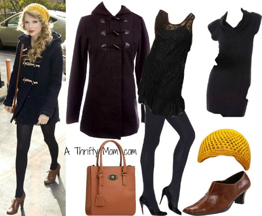 Taylor Swift Copy Cat Fashion Style Board Black Pea Coat