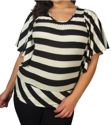 black white striped plus size top