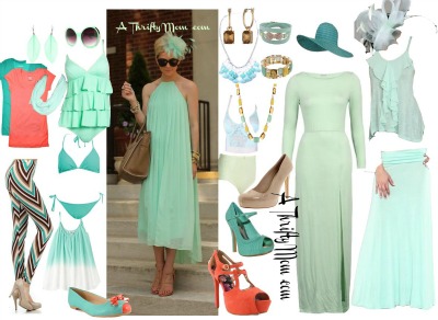 Fashion Style Board Mint Summer Maxi Dress Tankini Bathing Suit Heels Strappy heels flats