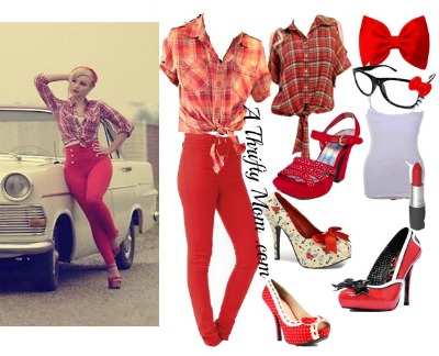 Hot Red Rockabilly Pin Up Fashion Style Board