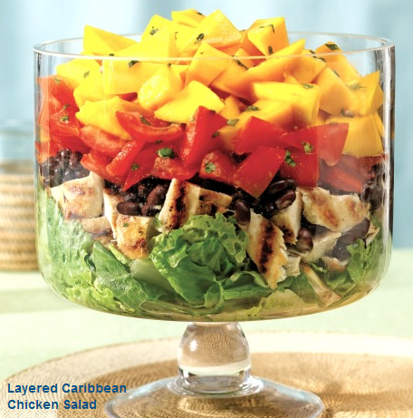 layered caribbean chicken salad