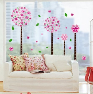 pink dandelion blossoms wall decal