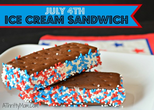 4th of july recipe, Ice Cream Sandwich. Quick and easy treat for a hot summers day