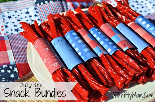 4th of july snack bundles, quick and easy treat for your red white and blue party