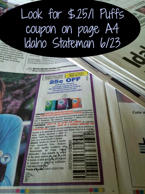Puffs coupon in paper 6-23