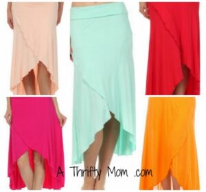 Soft Jersey Feel Solid Color Strapless High Low Dress Skirt
