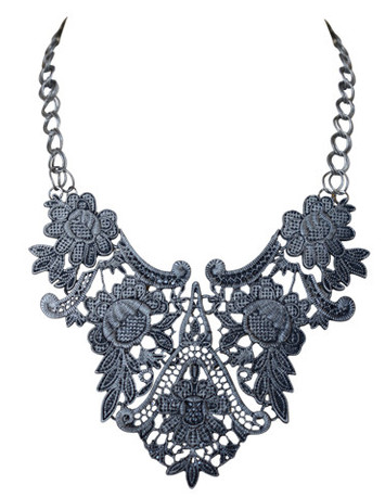 gun metal lace necklace