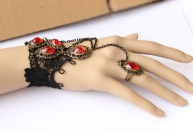 Red Gem and Lace bracelet 