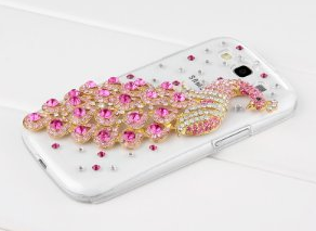 Pink Peacock cellphone case Samsung Gems