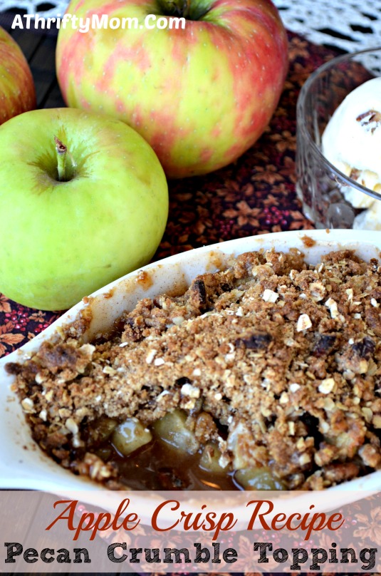 Apple Crisp recipe for one ~ with Pecan Crumble Topping.  Wonderful Fall recipe you have to try #Fall #Apples #Recipe #Crisp #Pecans #oatmeal