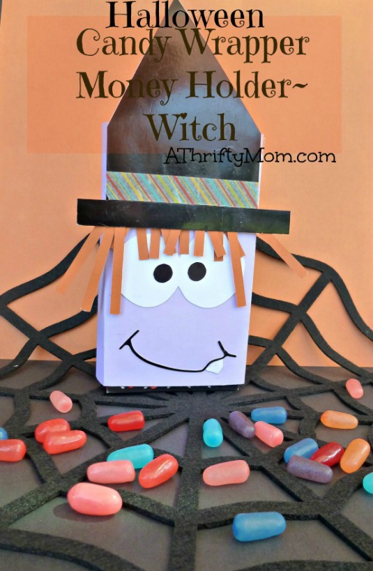 Candy wrapper gift card holder witch