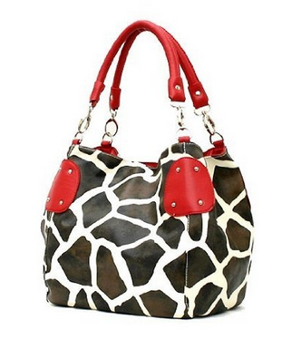 Faux leather giraffe print hobo bag