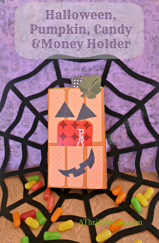 Halloween pumpkin candy and money holder