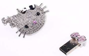 Hello Kitty necklace and Pink Crystal Necklace USB Flash Drives