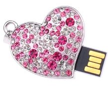 Pink Crystal 8gb USB Flash Drive Necklace