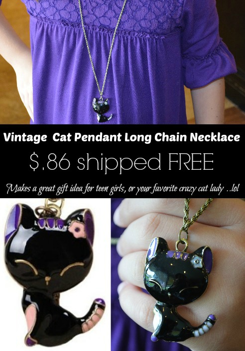 1 kitty cat necklace, makes a perfect gift for a teen or tween only 86 cents shipped free