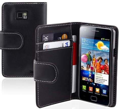 Black leather flip case for Samsung