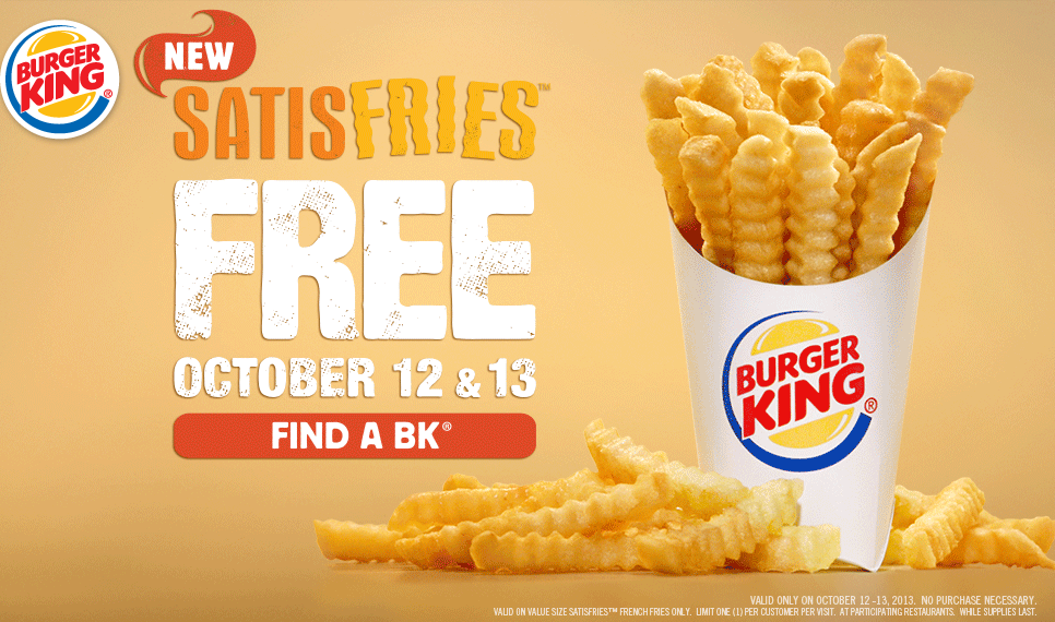 FREE Fries this weekend at burger king