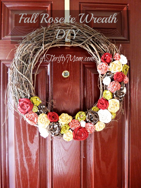 Fall rosette wreath, #Wreath, #fall, #rosette, #diy,