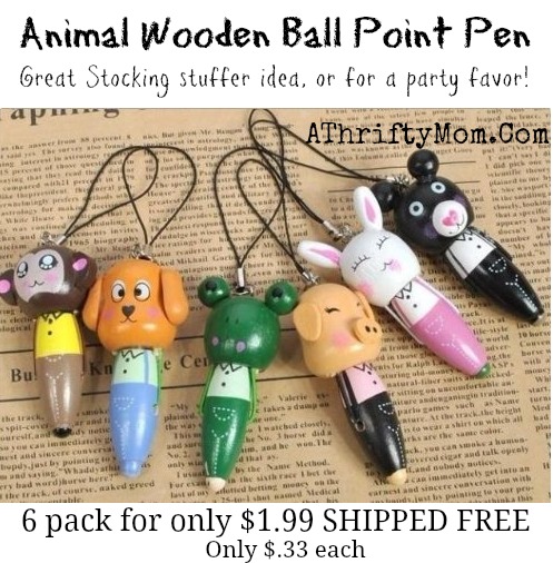 WOW what a great deal. Cartoon pens that write, made out for wood. Perfect for stocking stuffers or party gifts