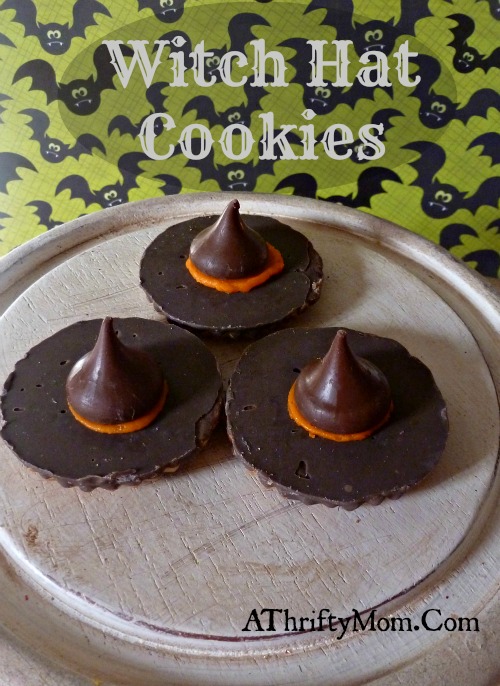 Witch hat cookies, #Halloween, #cookies, #kisses, #easy