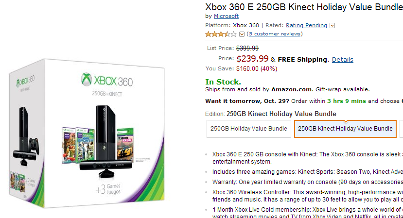 XBox Kinect Holiday Value Bundle