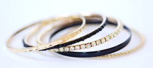 Black and Gold stacking bracelets