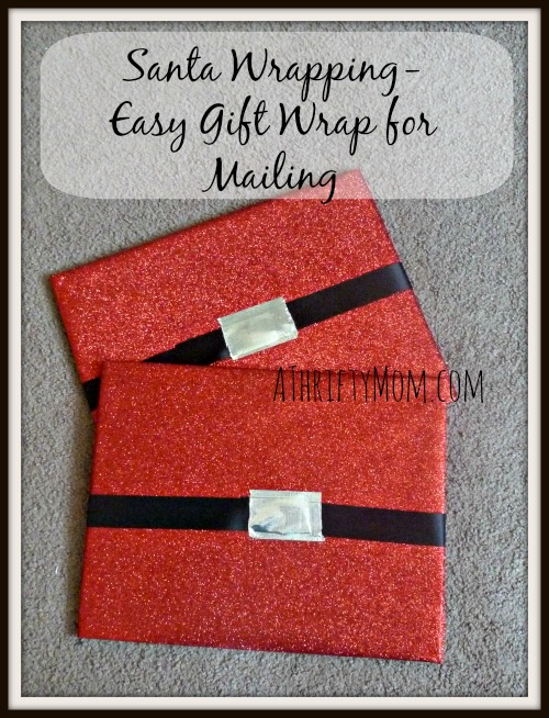 Santa wrapping-Easy gift wrapping for mailing, #giftwrap, #gift, #wrappingpaper, #santa, #Christmas, #thriftyChristmas, #creativewrapping, #diy,