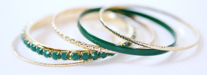 Set of 5 stacking bracelets in Emerald